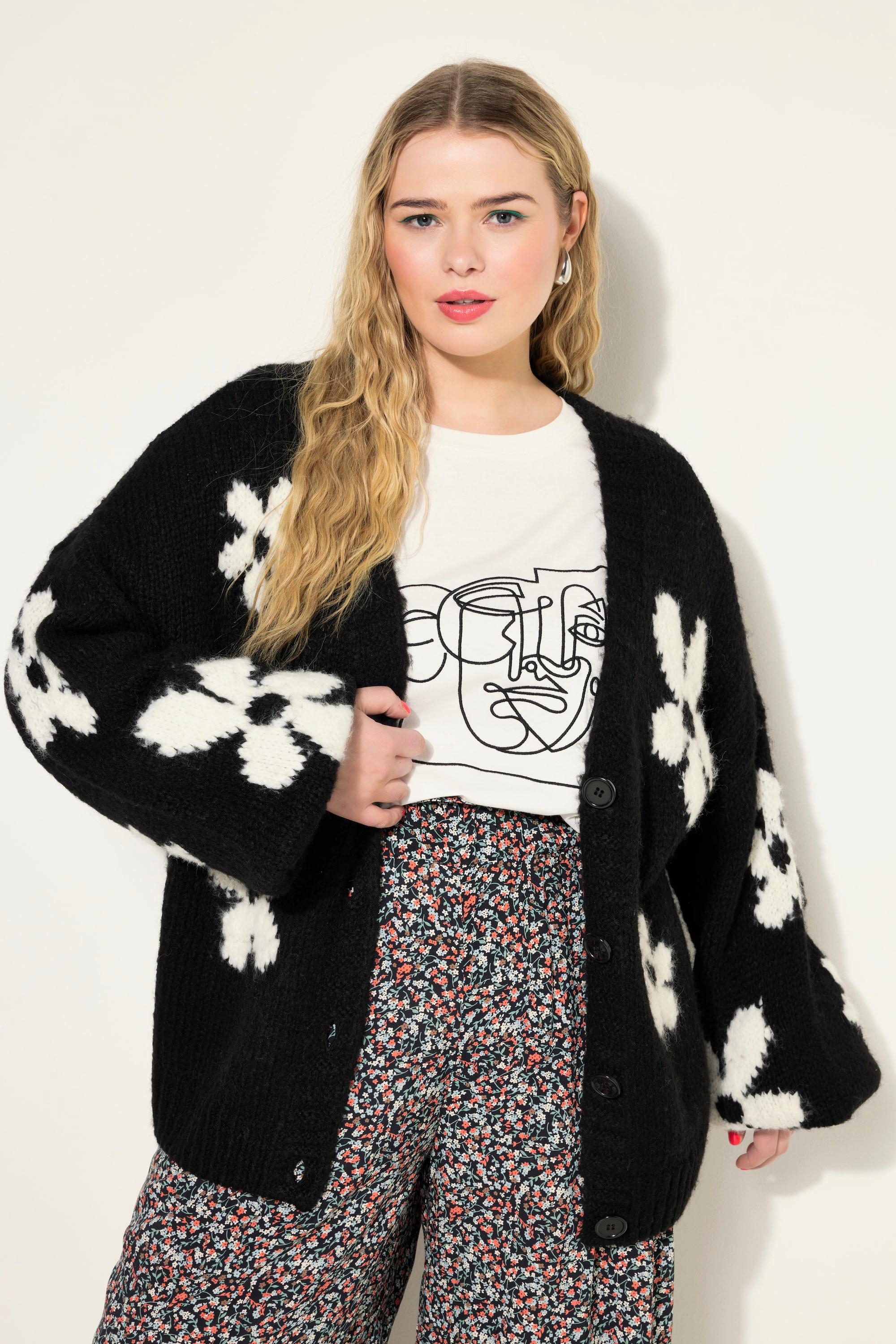 Studio Untold  Cardigan oversized à manches longues, fleurs 