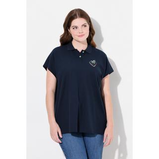 Ulla Popken  Poloshirt, Stickerei, Polokragen, Halbarm, Biobaumwolle 