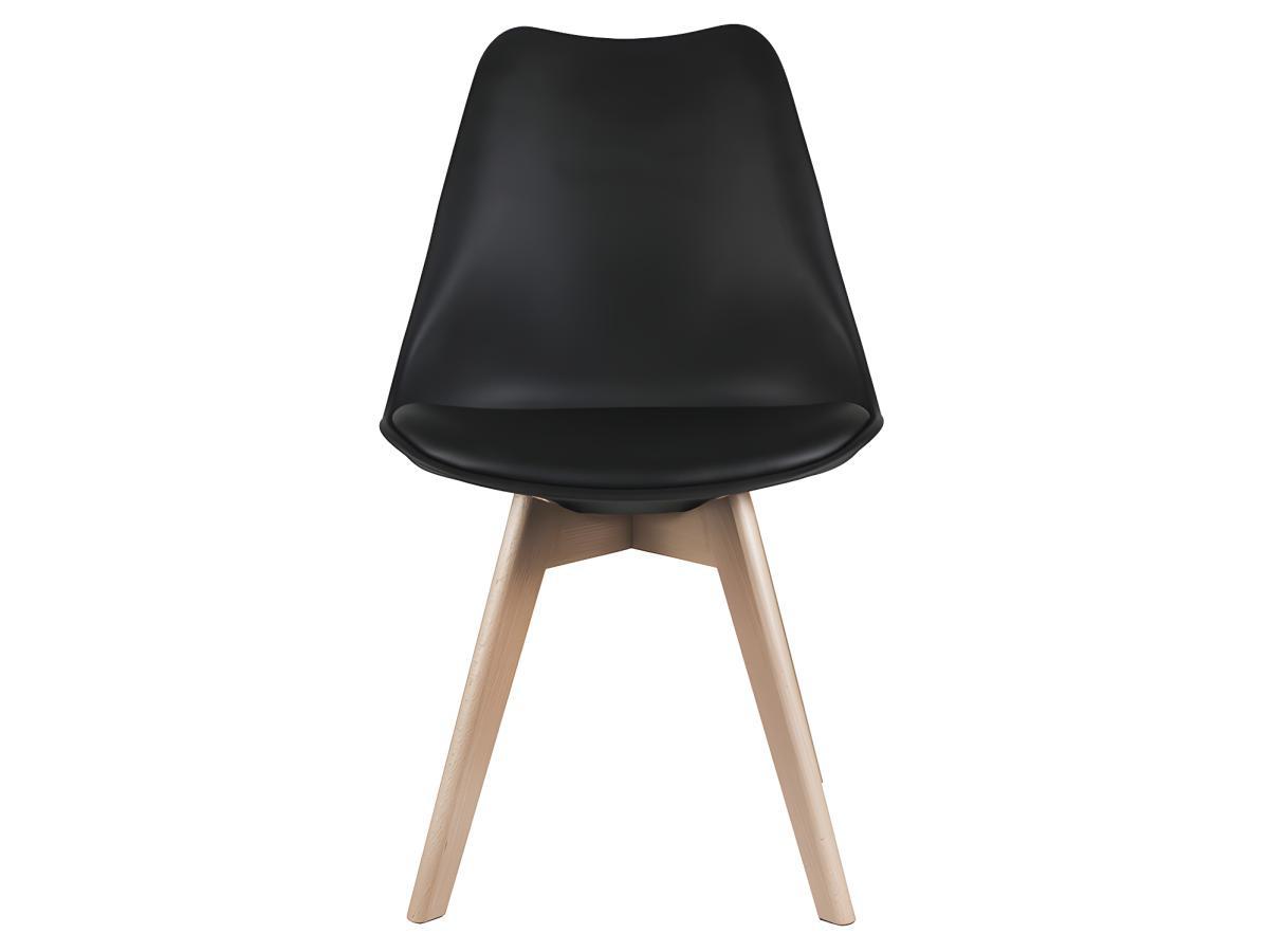 Vente-unique Lotto di 2 sedie in Polipropilene Faggio e Similpelle Nero JODY  