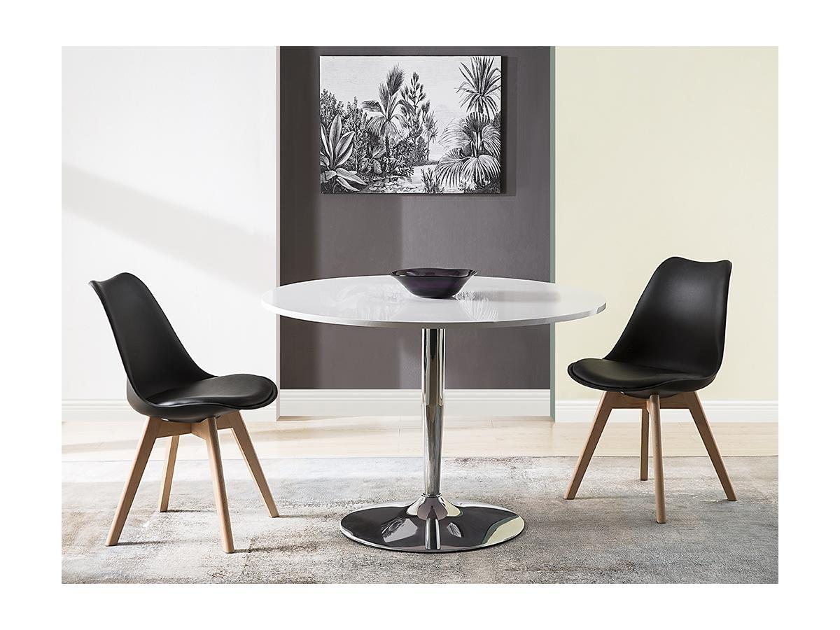 Vente-unique Lotto di 2 sedie in Polipropilene Faggio e Similpelle Nero JODY  