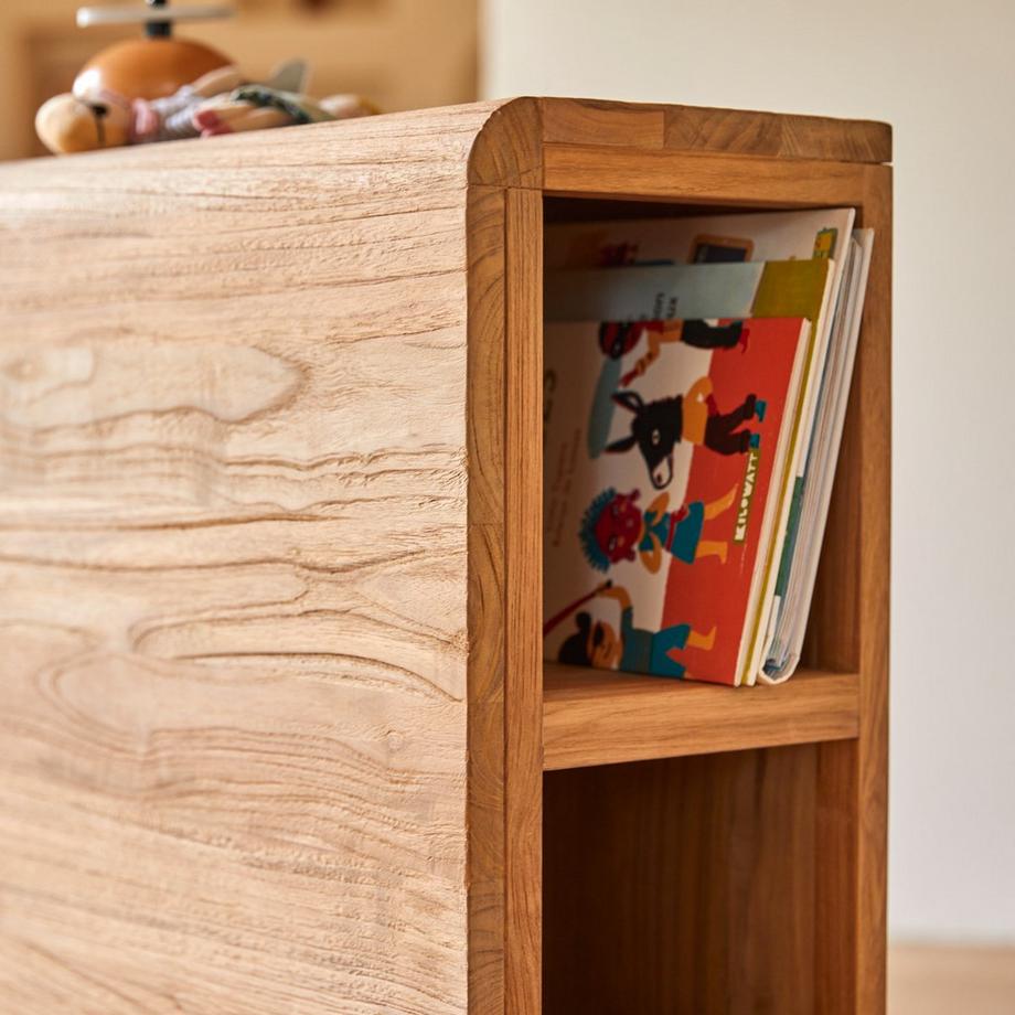 Tikamoon Testiera letto per bambini con portaoggetti in teak massello 120 cm Bertie  