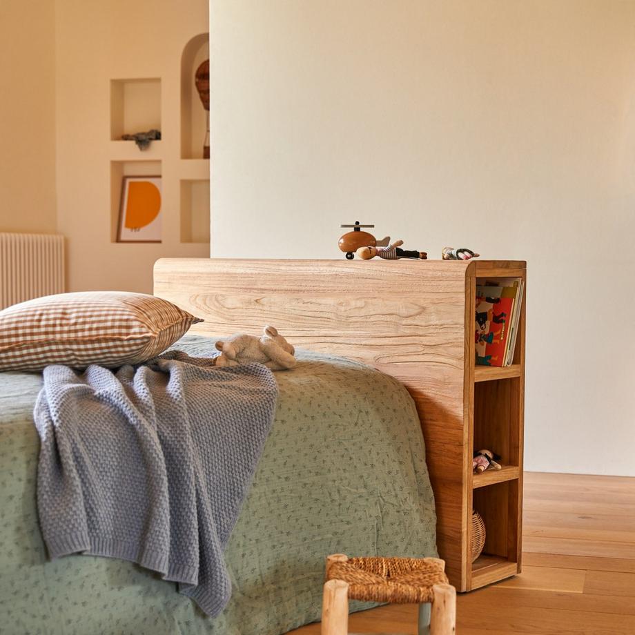 Tikamoon Testiera letto per bambini con portaoggetti in teak massello 120 cm Bertie  