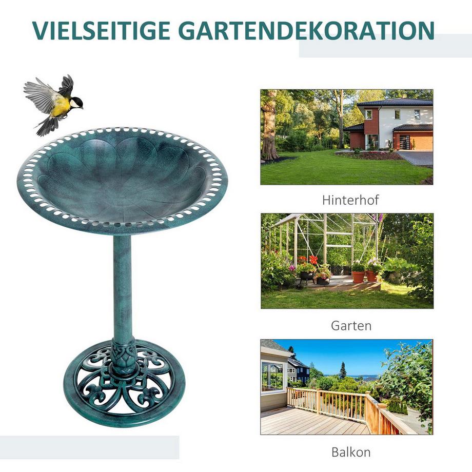 Northio  Bain d'oiseaux Bain d'oiseaux avec support 69,5 cm pour oiseaux sauvages, mangeoire et bain d'oiseaux sauvages pour jardin et balcon 