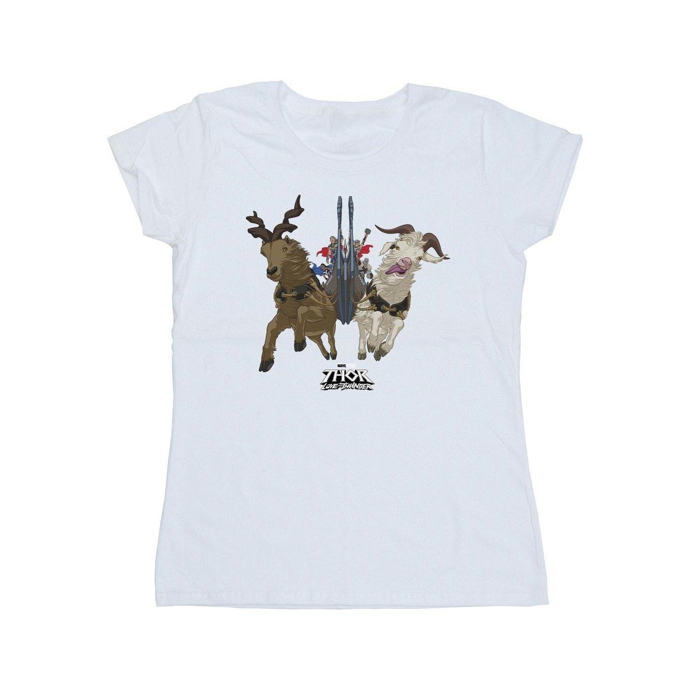 Image of Thor Love And Thunder Viking Ship Tshirt Damen Weiss S