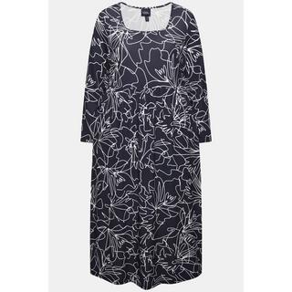 Ulla Popken  Robe en jersey avec poches, encolure carrée et manches longues, coupe évasée 