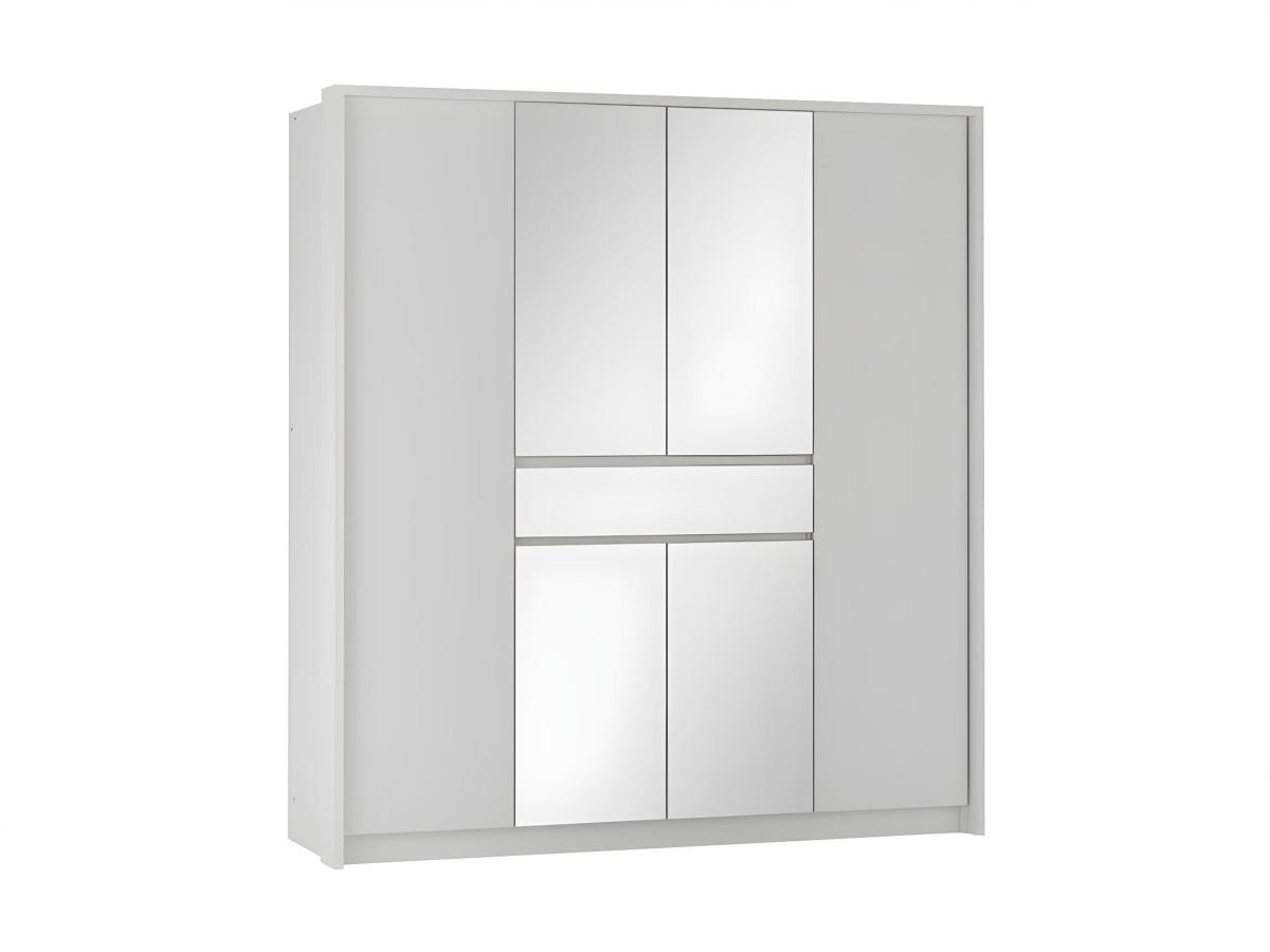 Vente-unique Armoire 6 portes et 1 tiroir - Avec miroir  - L200 cm - Blanc - ZADIA  