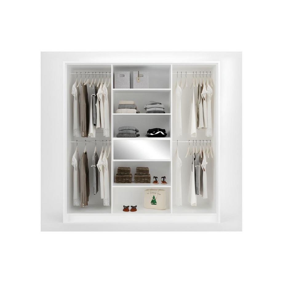 Vente-unique Armoire 6 portes et 1 tiroir - Avec miroir  - L200 cm - Blanc - ZADIA  