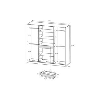 Vente-unique Armadio 6 ante e 1 cassetto con specchio L200 cm Bianco - ZADIA  