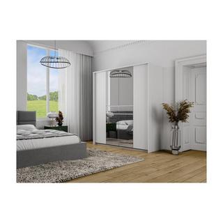 Vente-unique Armoire 6 portes et 1 tiroir - Avec miroir  - L200 cm - Blanc - ZADIA  
