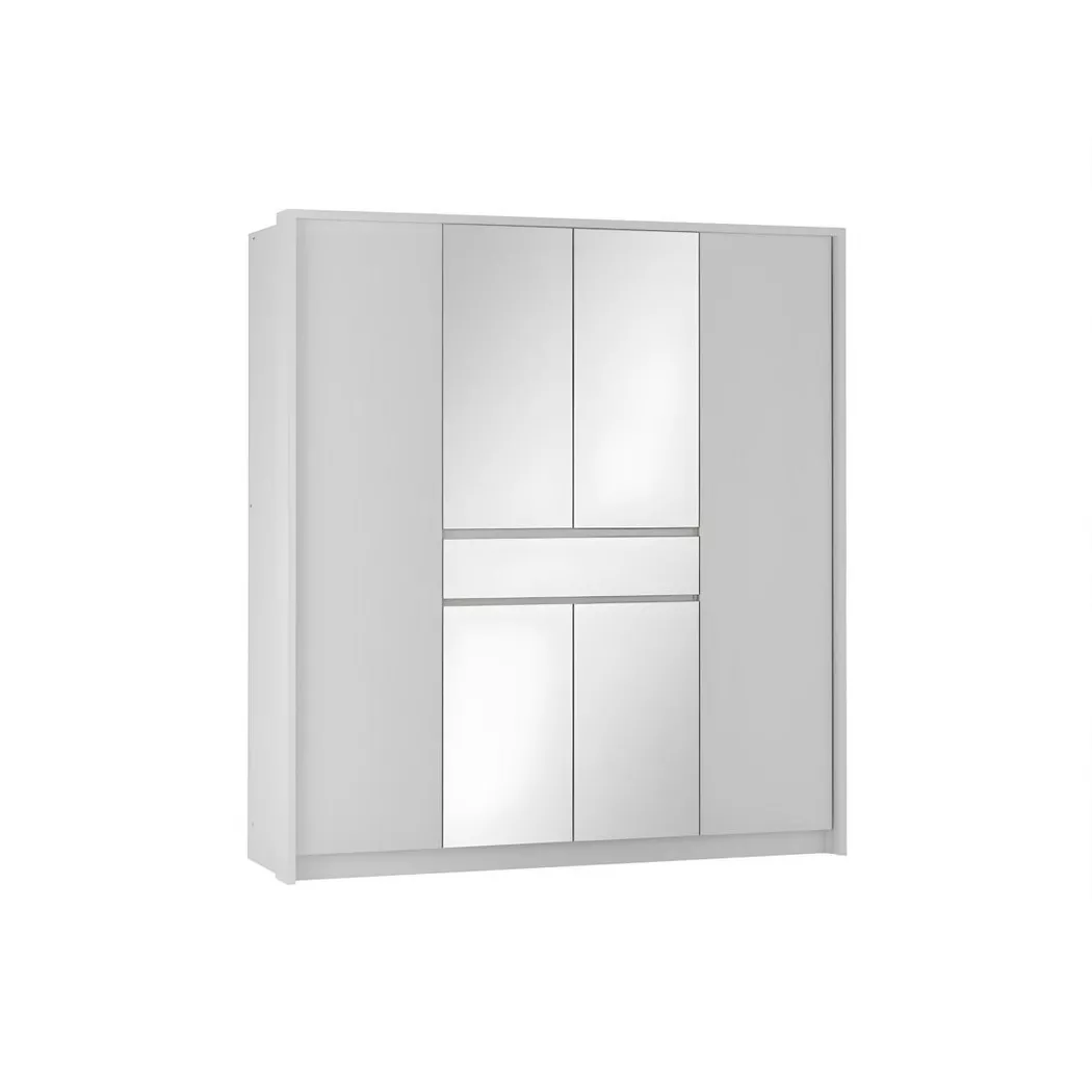 Vente-unique - Armoire 6 portes et 1 tiroir - Avec miroir - L200 cm - Blanc - zadia