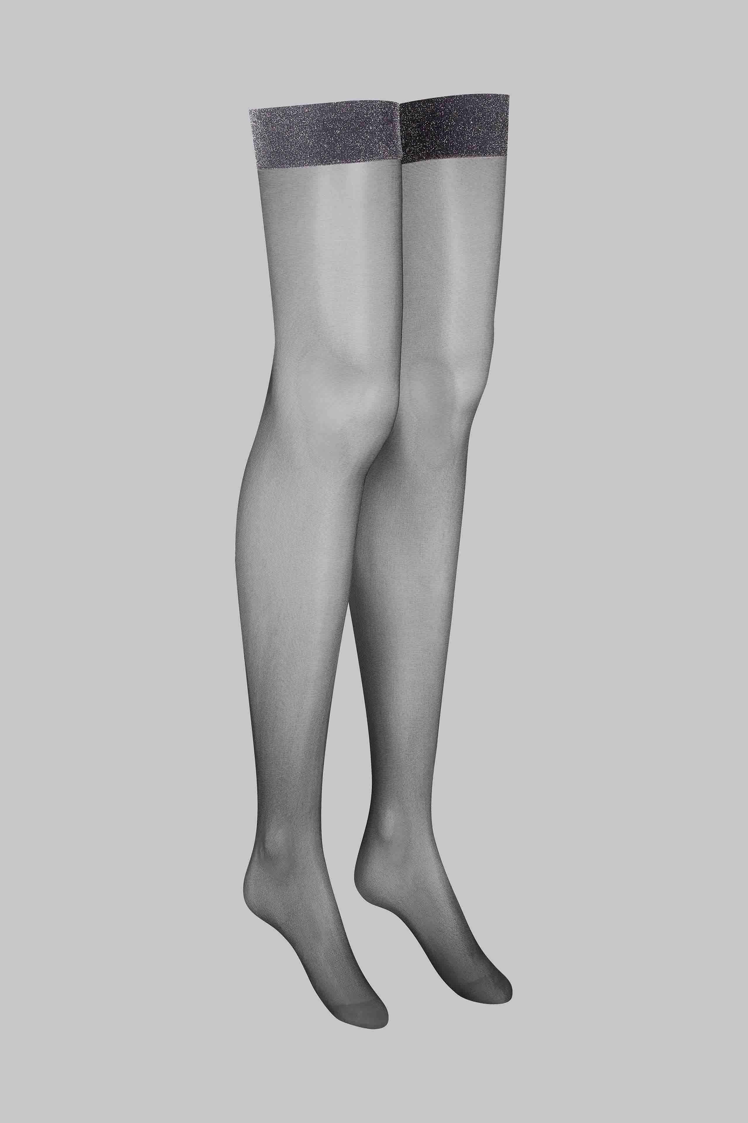 Image of Strumpfhalterstrümpfe Mit Lurex - 20d Damen Schwarz 1