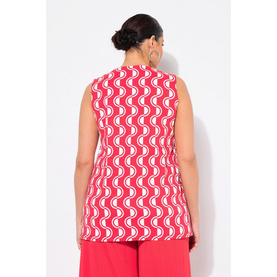 Ulla Popken Wellenmuster A-Linie Ärmelloses Rundhals Top  