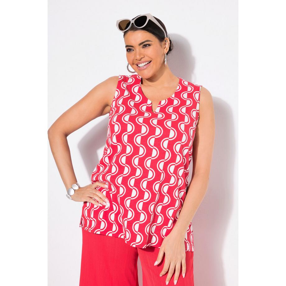 Ulla Popken Wellenmuster A-Linie Ärmelloses Rundhals Top  