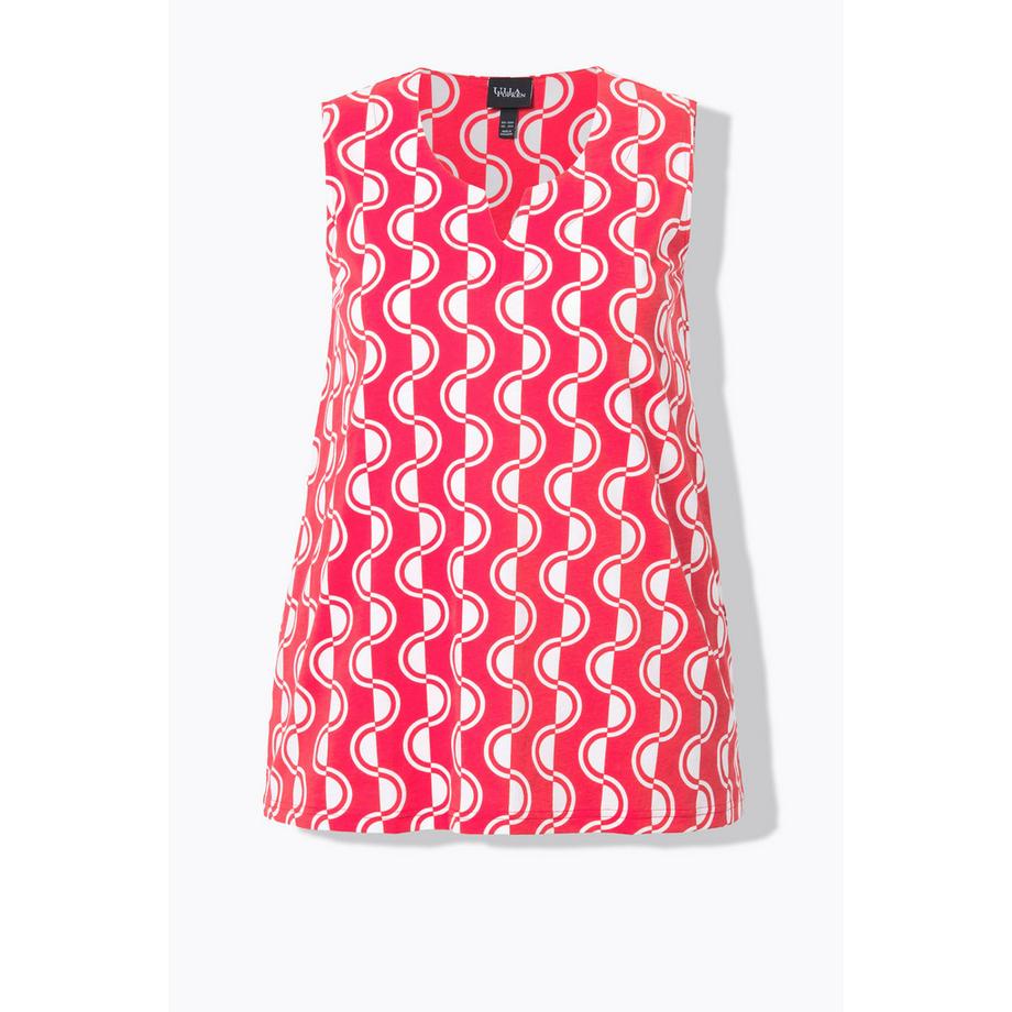 Ulla Popken Wellenmuster A-Linie Ärmelloses Rundhals Top  