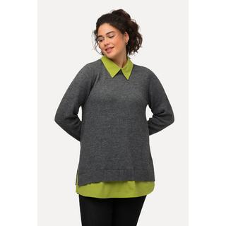 Ulla Popken  Pullover, A-Linie, Hemdkragen, Langarm 