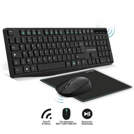 Advance  Clavier AZERTY et souris sans fil  Elite 
