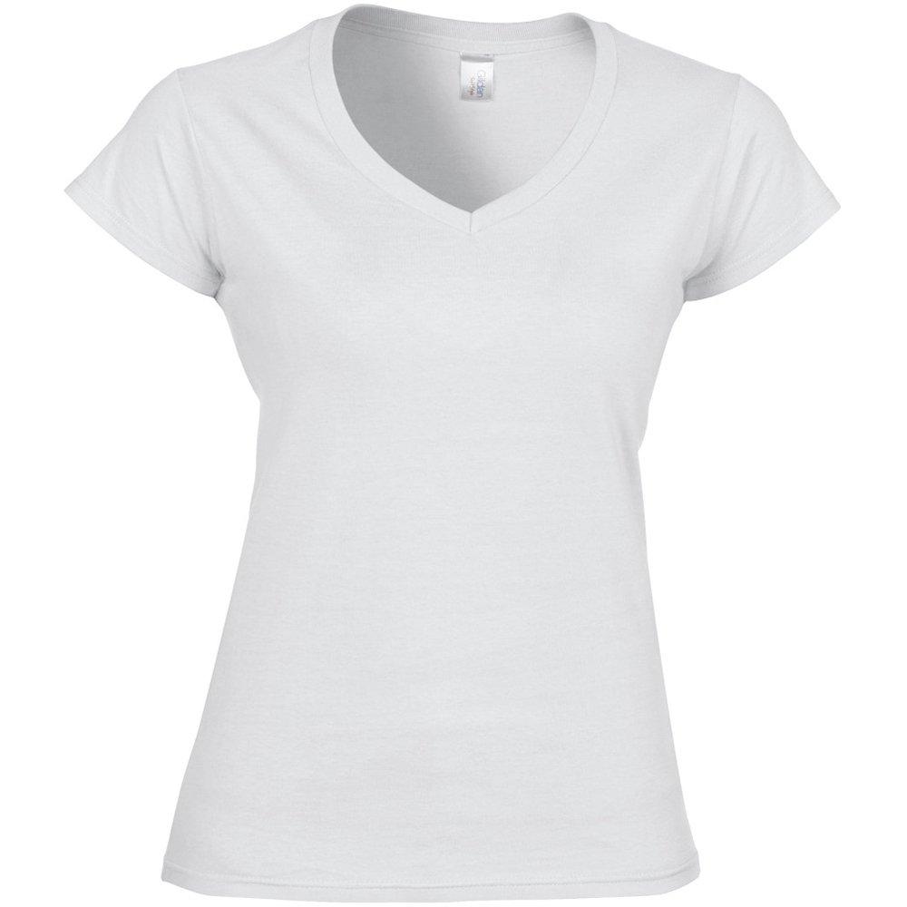 Image of Kurzarm Tshirt Mit Vausschnitt Damen Weiss L