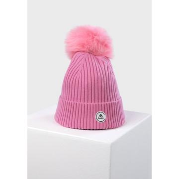 Kaschmir Rib Mütze mit Bommel