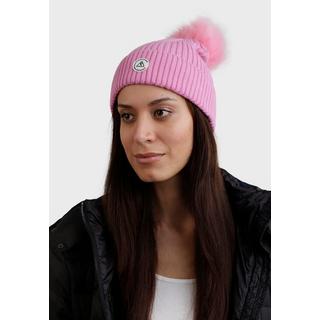 CASH-MERE.CH Kaschmir Rib Mütze mit Bommel  