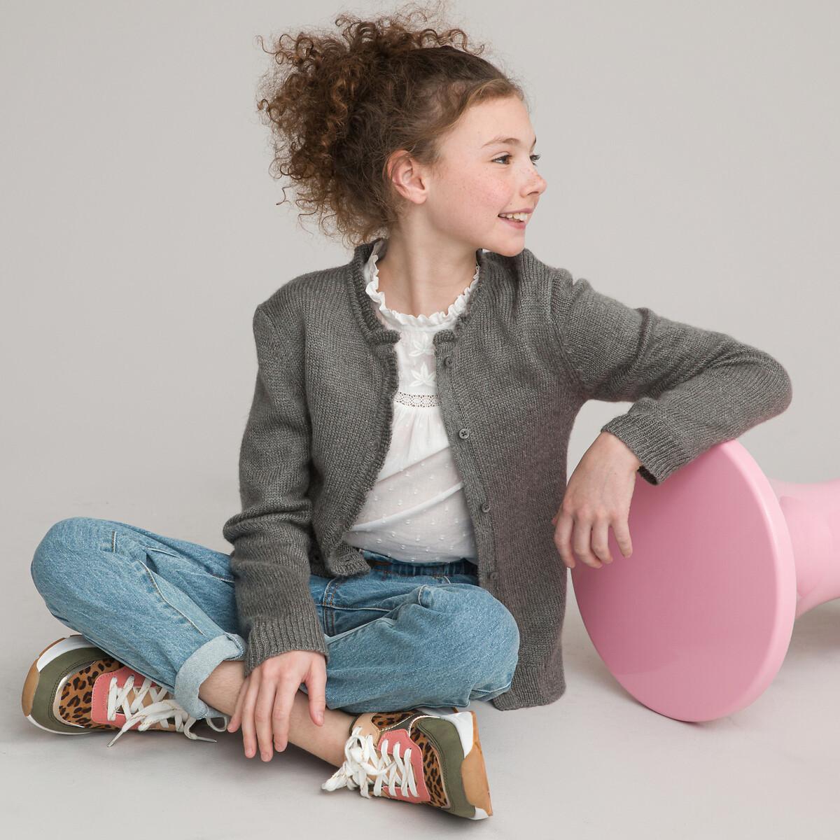 Image of Feinstrick-cardigan Mit Rundhals Und Knopfverschluss Mädchen Grau 102