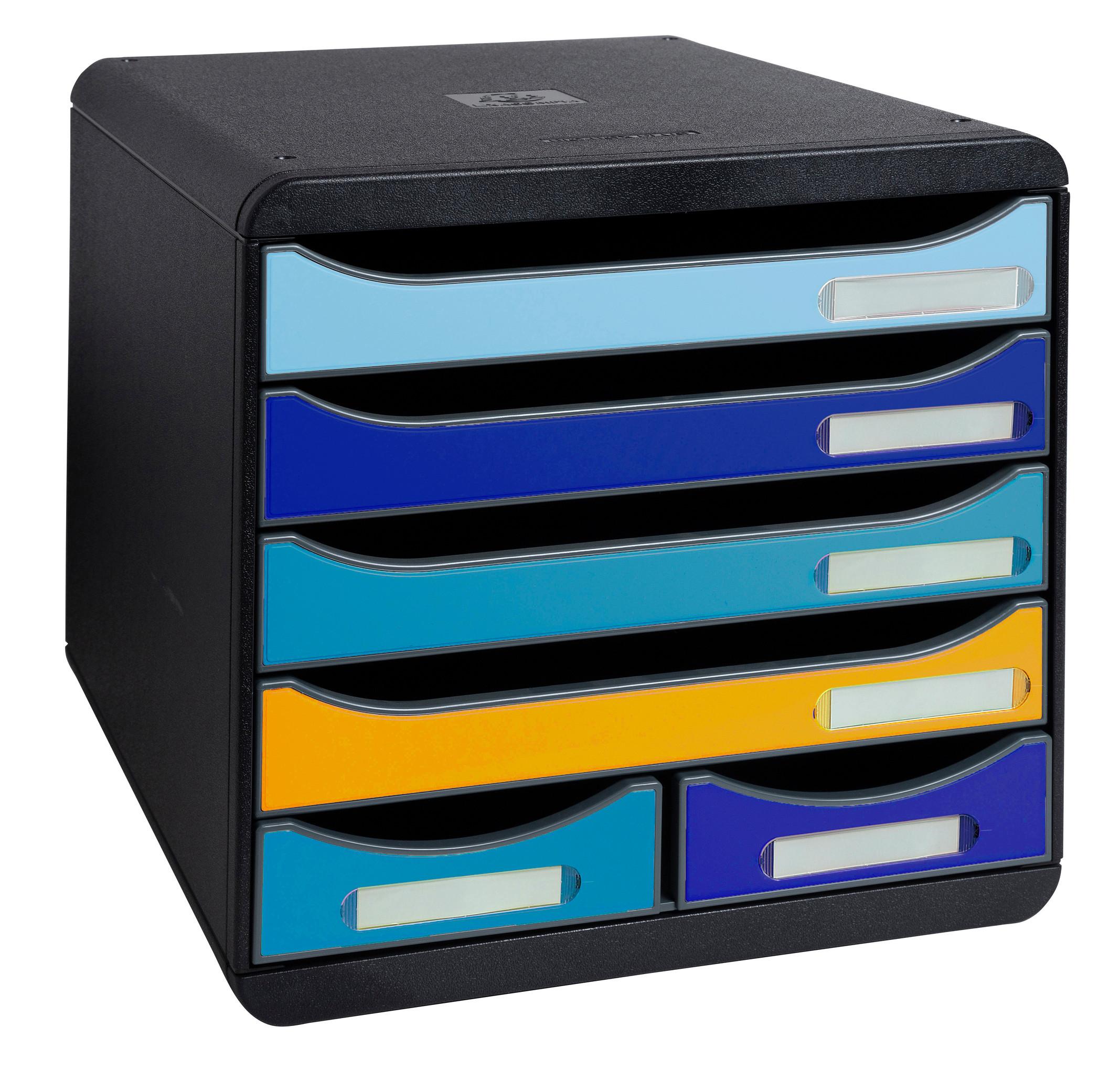 Exacompta Module de classement Big Box Maxi 6 tiroirs Bee Blue  