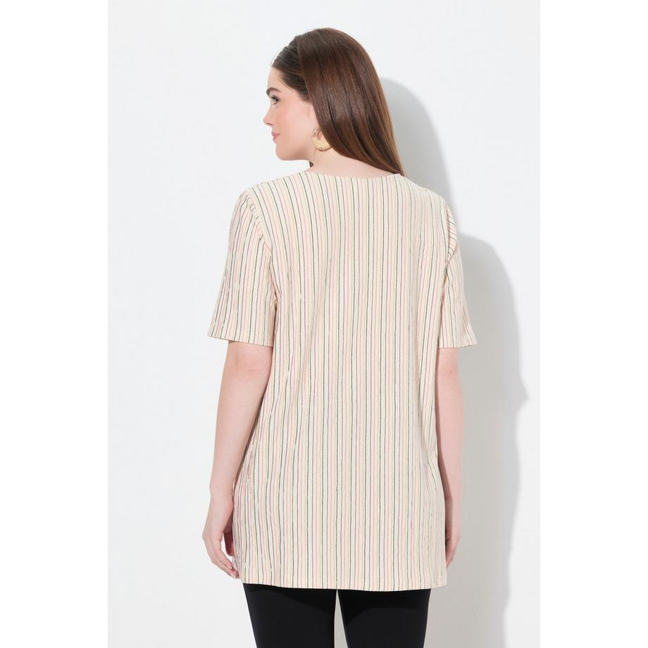 Ulla Popken T-shirt Effetto Incrociato Scollo a V Mezze Maniche Cotone Biologico  