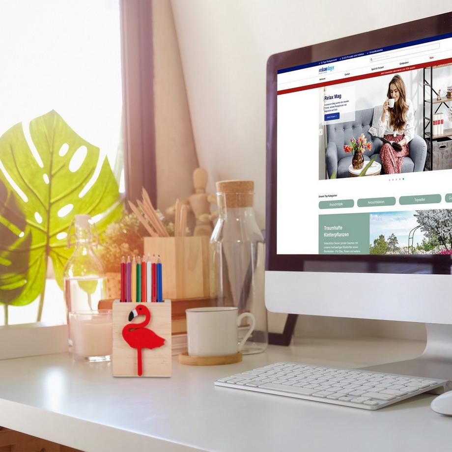 B2X  Pot à stylos avec flamant rose 