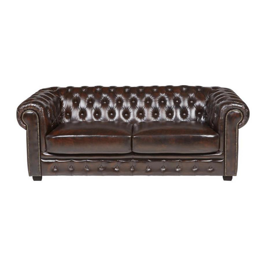 LINEA SOFA Chesterfield Ledersofa 3Sitzer Büffelleder BRENTON  