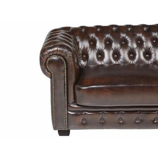 LINEA SOFA Divano Chesterfield a 3 posti 100% pelle di bufalo e con riflessi castani BRENTON  