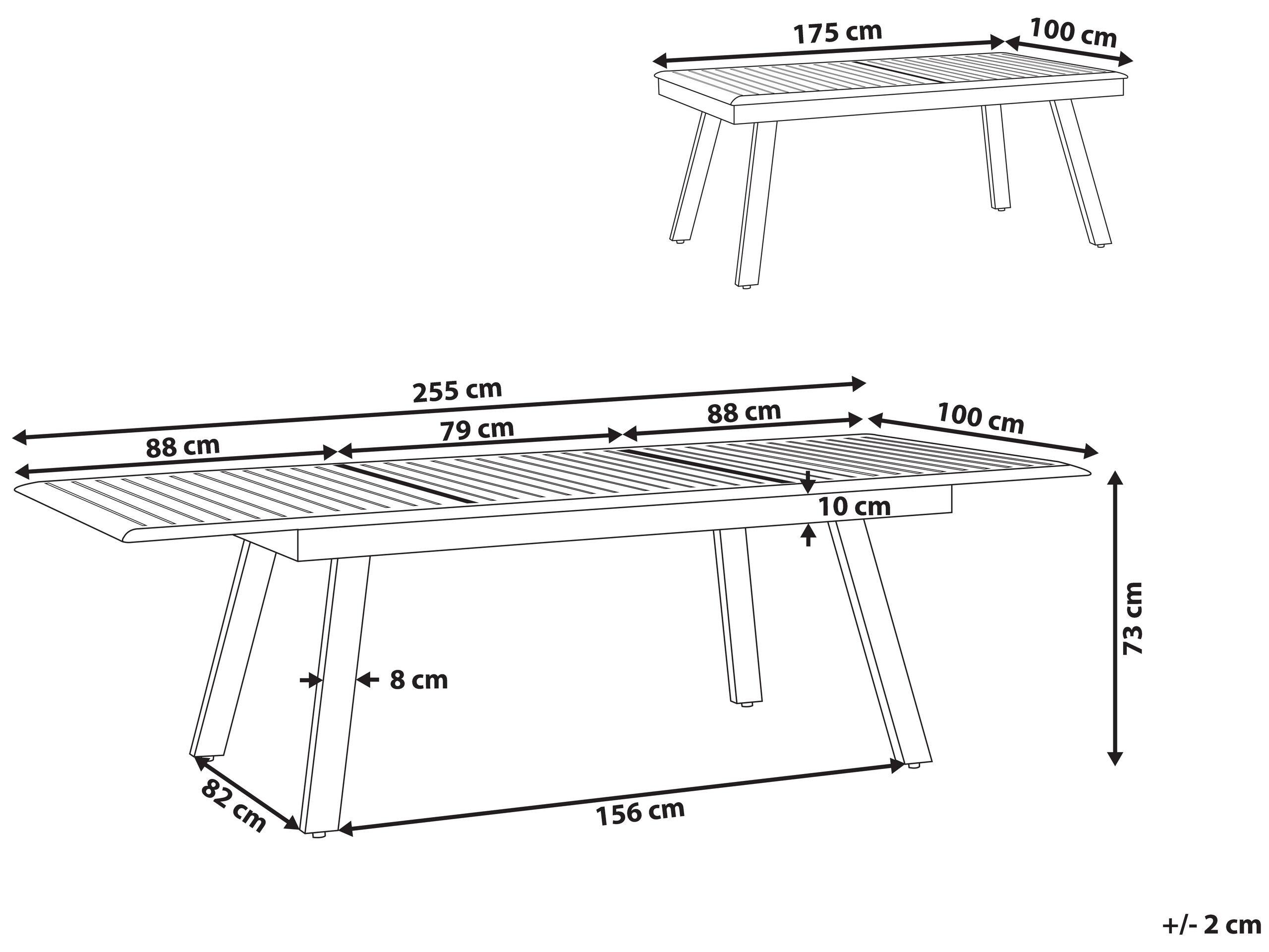Beliani Table de salle à manger de jardin extensible en Aluminium Moderne PERETA  