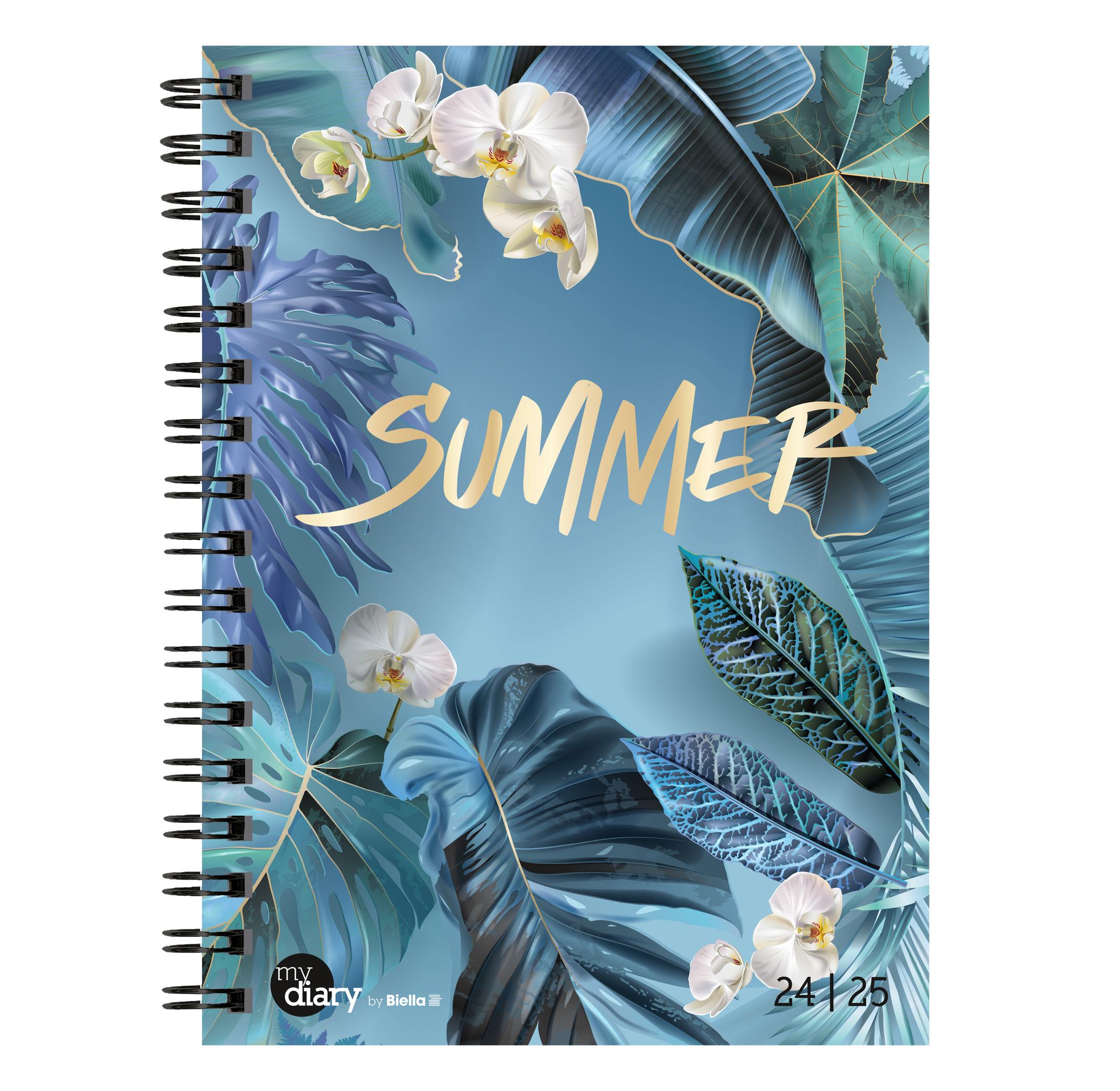 Biella Schüleragenda mydiary A5 Wire-O 3½ Tage pro Seite, Summer  