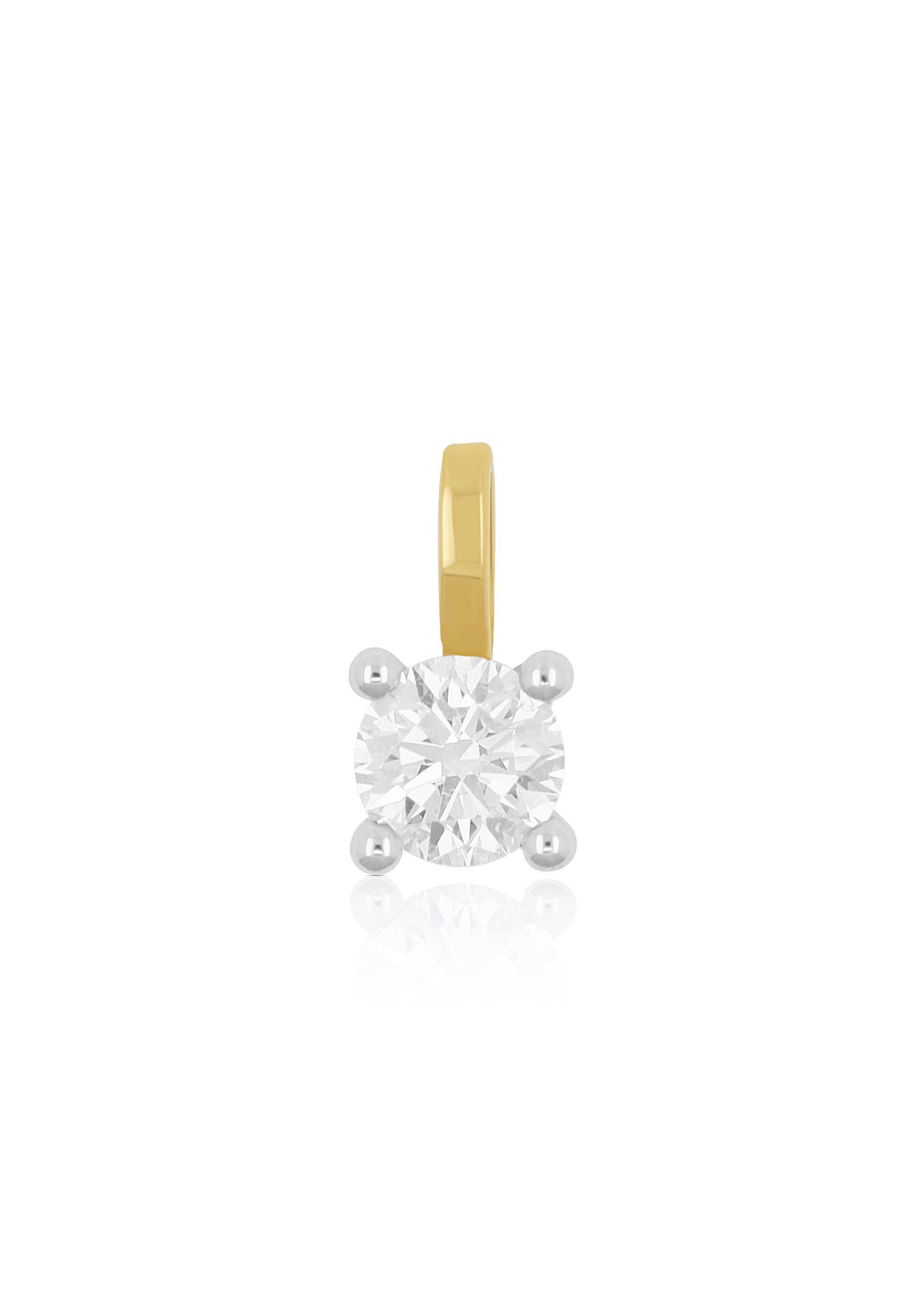 MUAU Schmuck  Solitär Anhänger 4-Griff-Fassung Gelbgold 750 Diamant 0.33ct. Fassung Weissgold 750, 9x5.5mm 