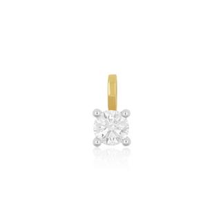 MUAU Schmuck  Solitär Anhänger 4-Griff-Fassung Gelbgold 750 Diamant 0.33ct. Fassung Weissgold 750, 9x5.5mm 