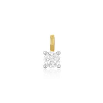 Pendentif solitaire serti 4 griffes or jaune 750 diamant 0,33ct. or blanc 750, 9x5,5mm