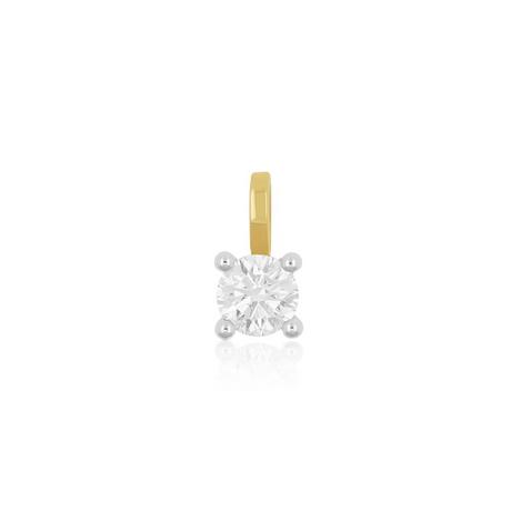 MUAU Schmuck  Solitär Anhänger 4-Griff-Fassung Gelbgold 750 Diamant 0.33ct. Fassung Weissgold 750, 9x5.5mm 