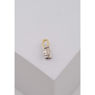 MUAU Schmuck  Solitär Anhänger 4-Griff-Fassung Gelbgold 750 Diamant 0.33ct. Fassung Weissgold 750, 9x5.5mm 