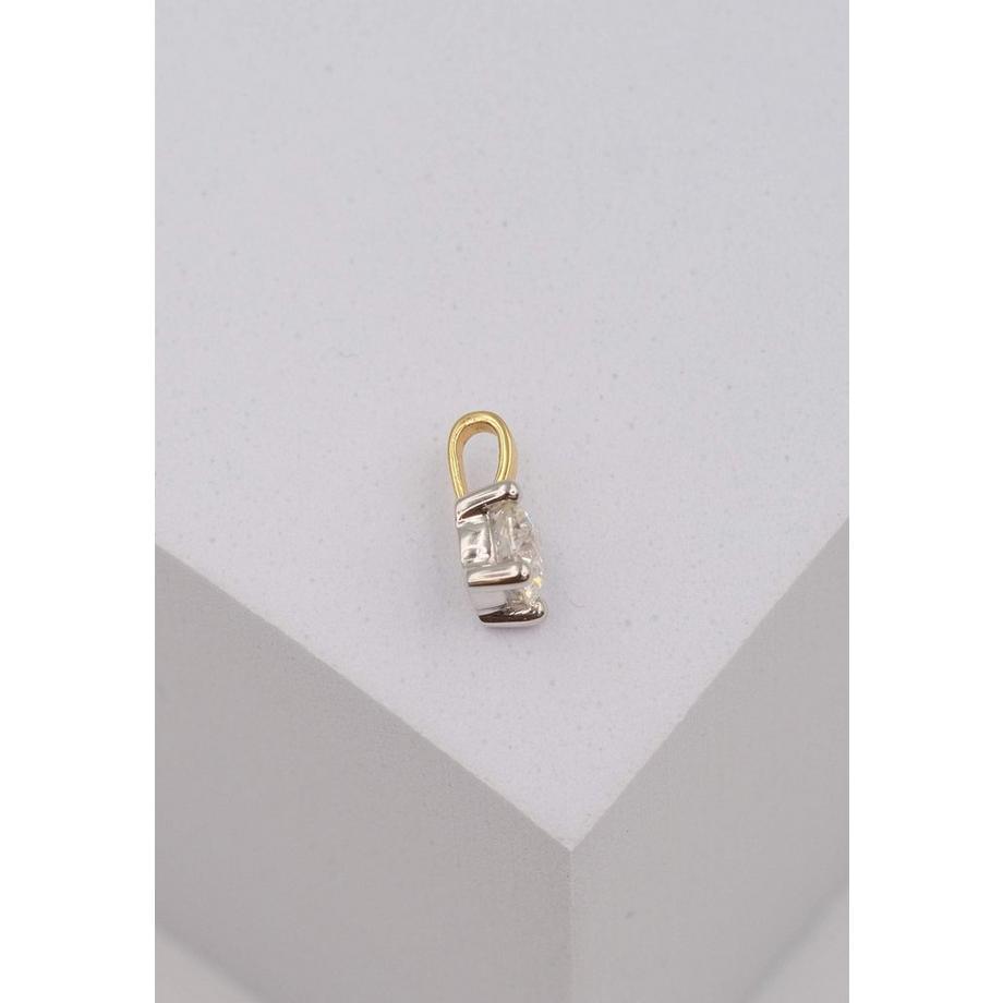 MUAU Schmuck  Solitär Anhänger 4-Griff-Fassung Gelbgold 750 Diamant 0.33ct. Fassung Weissgold 750, 9x5.5mm 