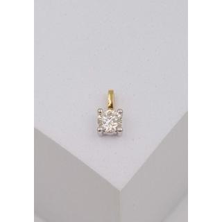 MUAU Schmuck  Solitär Anhänger 4-Griff-Fassung Gelbgold 750 Diamant 0.33ct. Fassung Weissgold 750, 9x5.5mm 