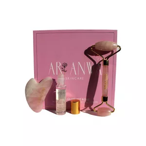 GUA SHA, RULLO AL QUARZO ROSA & ROLL ON SET - THE GLOW KIT ROSE