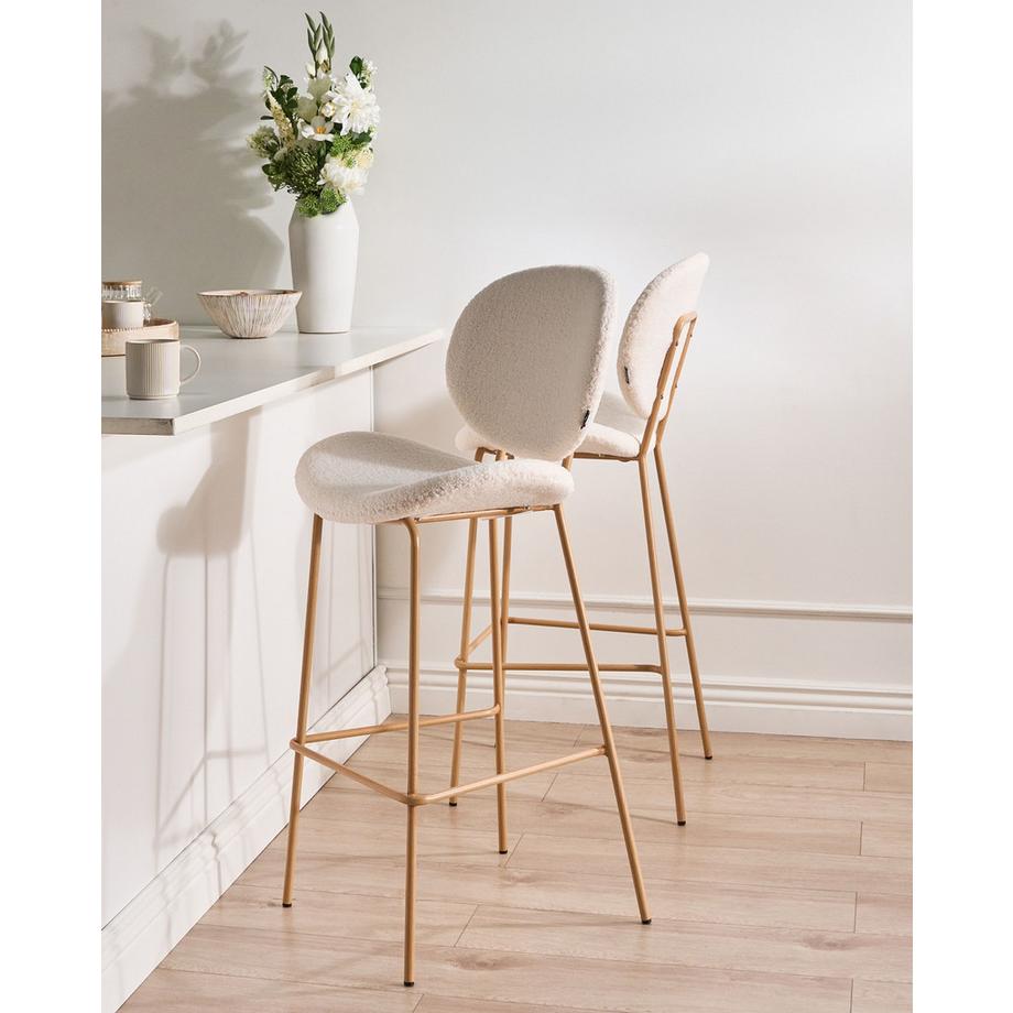 Beliani Lot de 2 chaises de bar en Bouclé  LUANA  