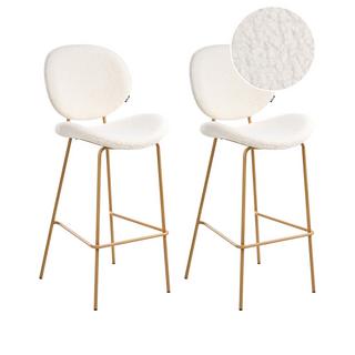 Beliani Lot de 2 chaises de bar en Bouclé Moderne LUANA  