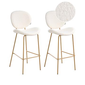 Lot de 2 chaises de bar en Bouclé Moderne LUANA
