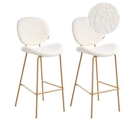 Beliani Lot de 2 chaises de bar en Bouclé Moderne LUANA  