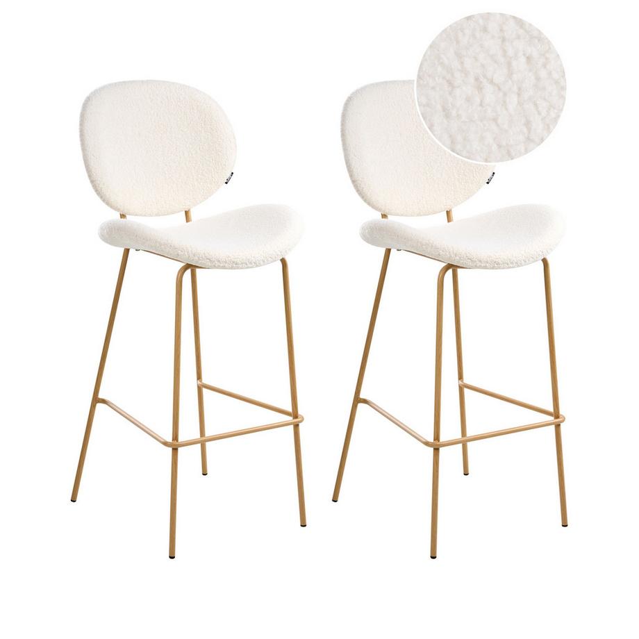 Lot de 2 chaises de bar en Bouclé  LUANA