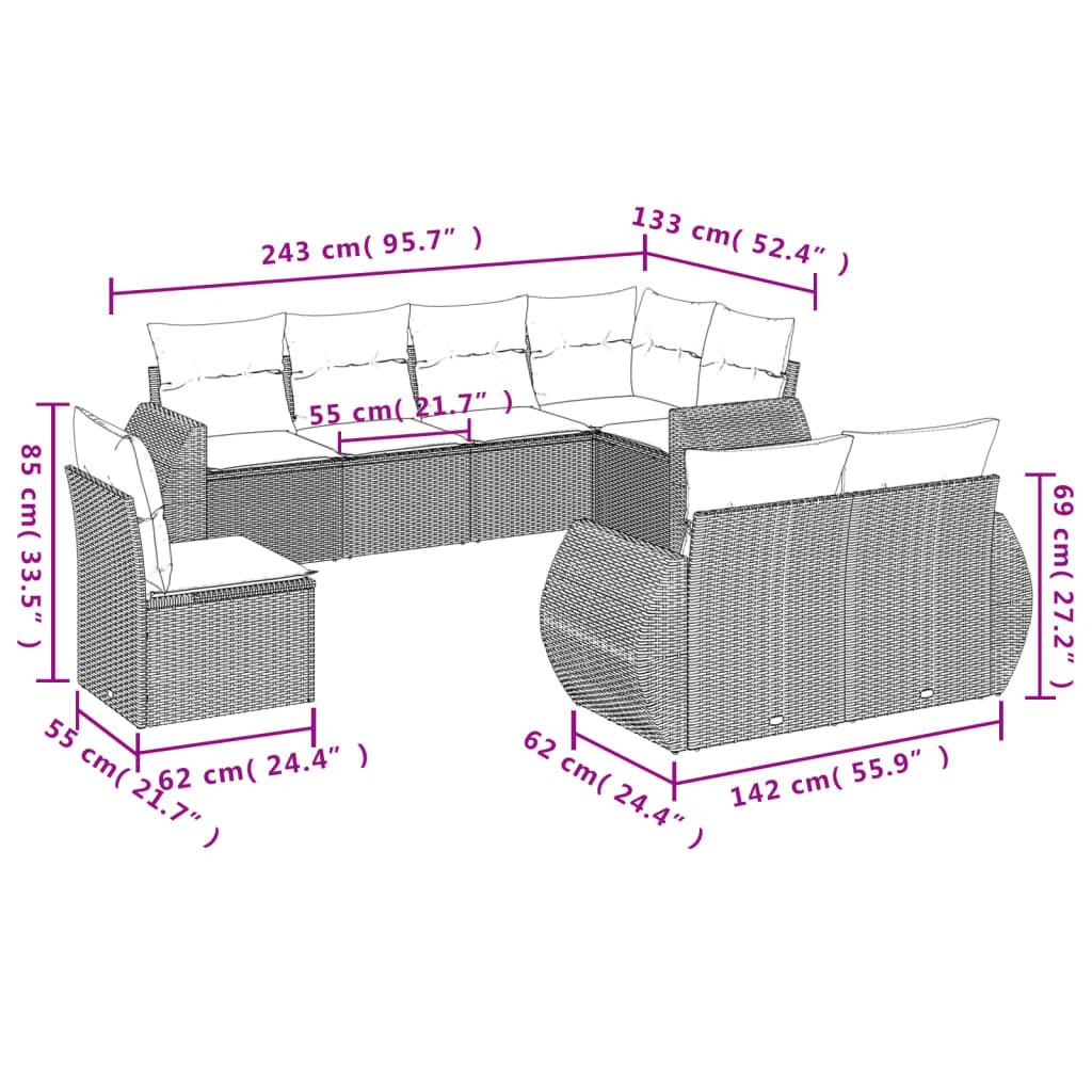 VidaXL set divano da giardino Polirattan  