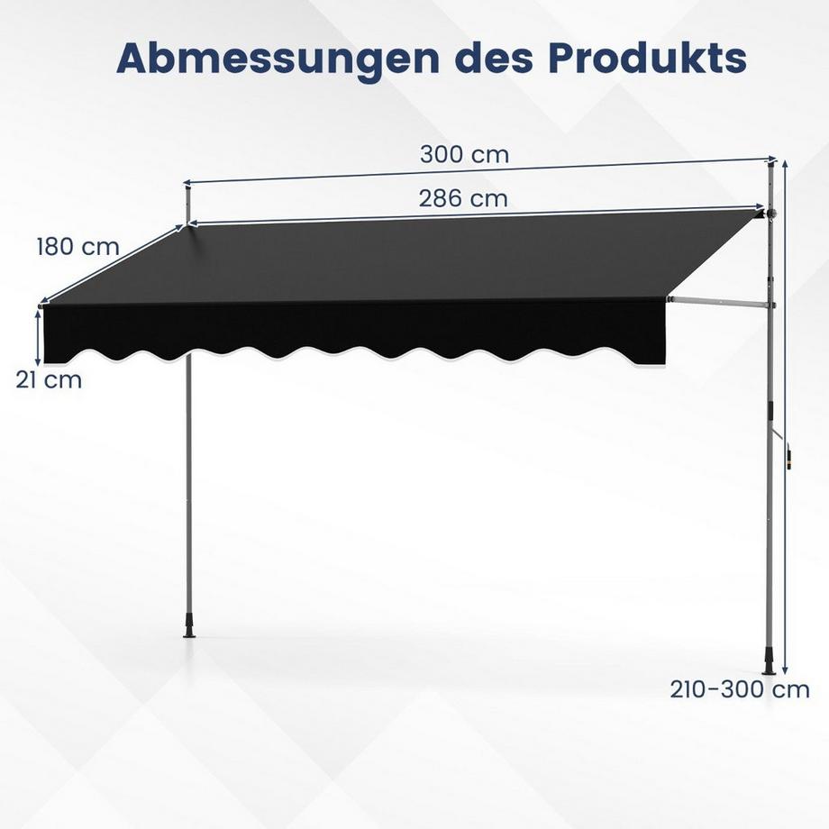 Northix Einziehbare Markise mit Kurbel  