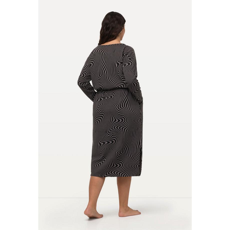 Ulla Popken Abito Loungewear Oversize Girocollo Maniche Lunghe con Tasche  