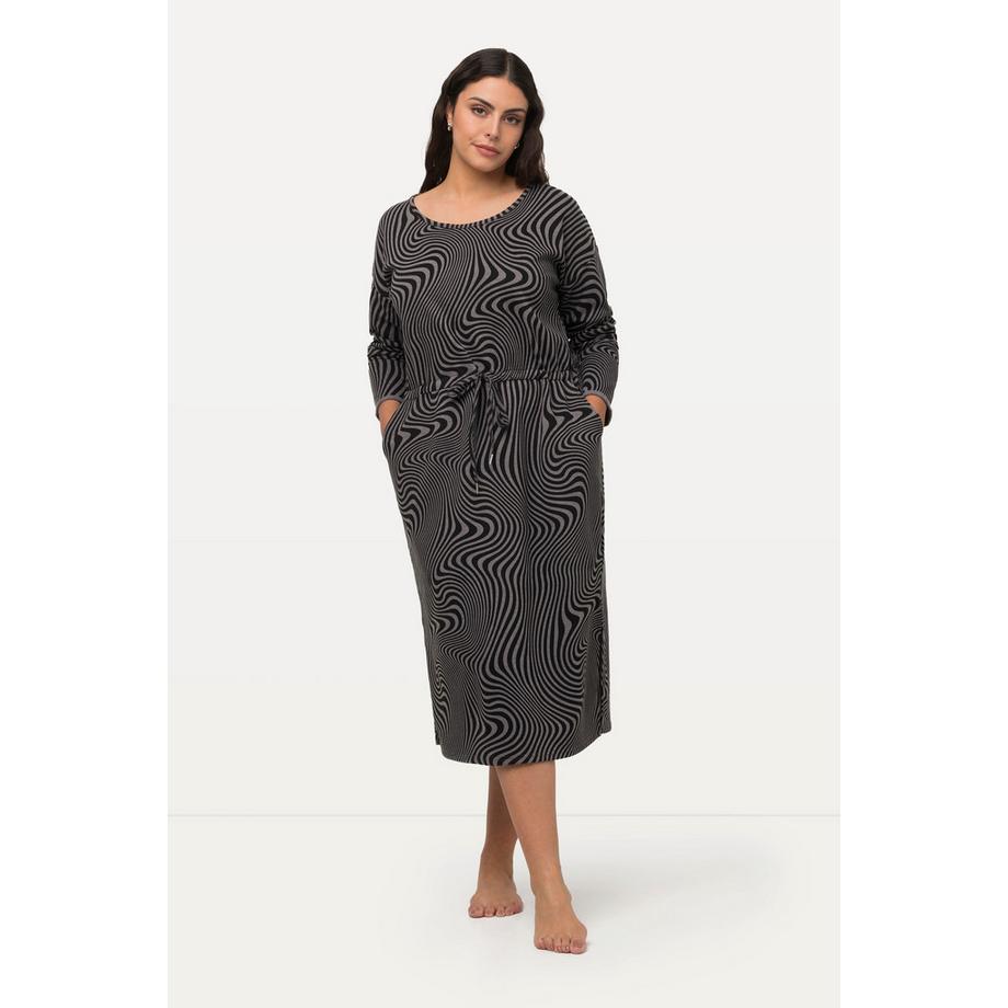 Ulla Popken Abito Loungewear Oversize Girocollo Maniche Lunghe con Tasche  