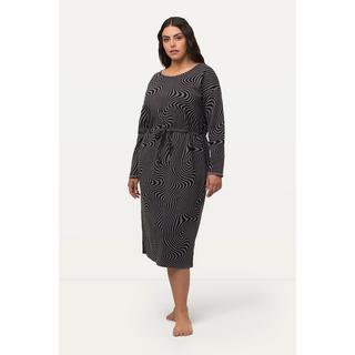 Ulla Popken  Robe d'intérieur oversize à col rond et manches longues, poches 