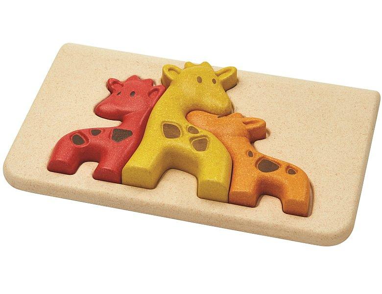 Plan Toys  Plan Toys puzzle de forme en bois girafes - 3 pièces 